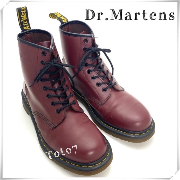 DR.MARTENS 8 Eyes Lace Up Moto Boot in Cherry Red Style 11822 Size Women 10 - Picture 1 of 11